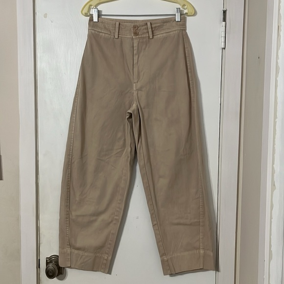 Apiece Apart Mari Barrel Cotton Wide Leg Pants Tan Sand Neutral Size 6 - Picture 4 of 11
